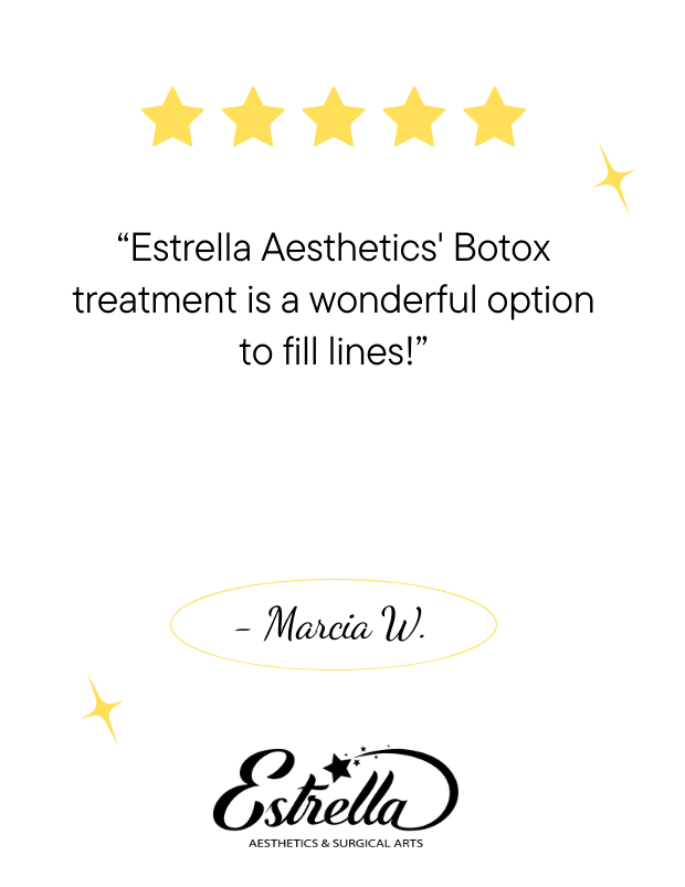 Estrella Aesthetics’ Botox treatment is a wonderful option to fill lines!
